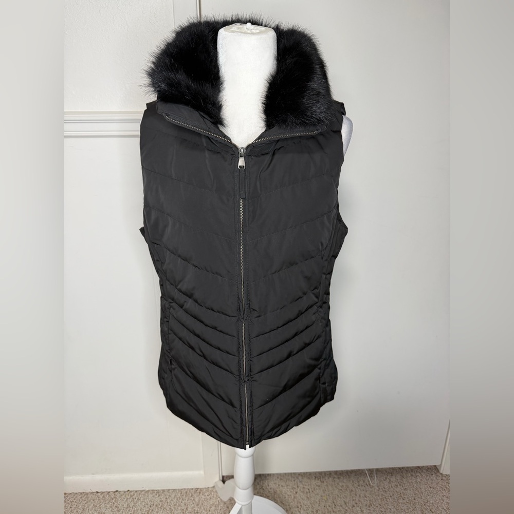 Talbots Black Outerwear with Faux Fur Accent size L - Picture 4 of 9